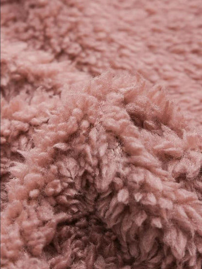 Fleece Jacket Pullover Sherpa Fleece Teddy Button Front Pocket claret turmeric Black Solid Color Street Hoodie Plus Size Long Sleeve Fleece for Women - LuckyFash™