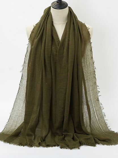 Plain Wrinkle Wrap Cotton Viscose Long Shawl Scarf Women Crinkle Hijab Shawl Muslim Head Hijab Scarf - LuckyFash™