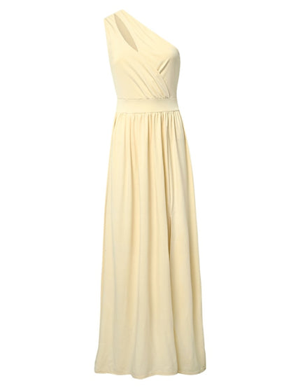 Womenâ€˜s Formal Party Dress Swing Dress Long Dress Maxi Dress Green Blue Pink Dark Blue Rainbow Red Beige White Black Sleeveless Floral Pure Color Split Cut Out Print Spring Summer One Shoulder Elegant - LuckyFash™