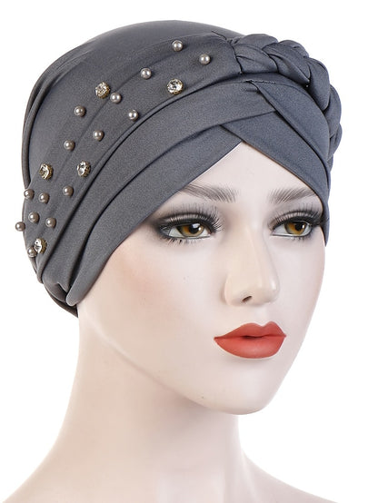 India Muslim Women Hijab Hat with Beads Turban Headscarf Islamic Head Wrap Lady Beanie Bonnet Hair Loss Cover - LuckyFash™