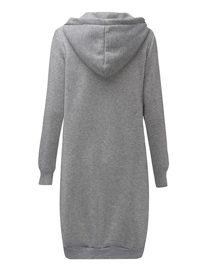 Fleece Jacket Streetwear Zip Up Front Pocket Black Blue Light Grey Solid Color Street Hoodie Long Sleeve for Women - LuckyFash™