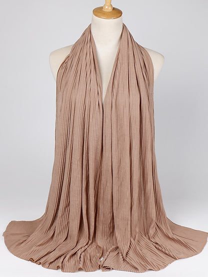 Multiple Colors Plain Solid Wrinkle Maxi Jersey Hijab Shawl Wrap Elastic Foulards Sjaal Arab Snood Islamic Muslim Headband 180*80Cm - LuckyFash™