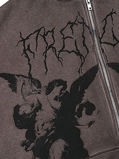 Hoodie Sweatshirt Zip Up Blue Light Brown Dark Gray Graphic Long Sleeve M L XL XXL XXXL for Women - LuckyFash™