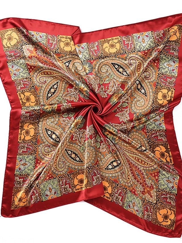 New Fashion Women Silk Scarf Square Holiday Print Head Scarfs Female Satin Hijab Scarves Shawl Wrap Lady Headband Foulard - LuckyFash™