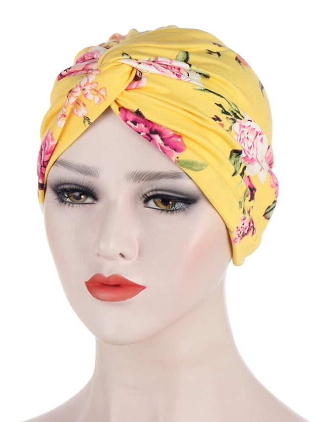 Women Muslim Daily Turban Folding Cross Knotted Hair Scarf Elastic Head Wrap Headwear Bandanas Lady Hair Hats Beanie Hair Loss Accessories - LuckyFash™