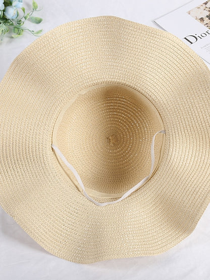 Women's Hat Straw Hat Pink Khaki Beige Lawn Festival Braided Bow Print Ribbon bow Portable Windproof Breathable - LuckyFash™