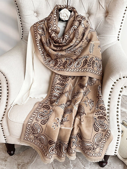 Women's Women's Shawls & Wraps Outdoor Dailywear Holiday Wine Red Pink Scarf Floral - LuckyFash™