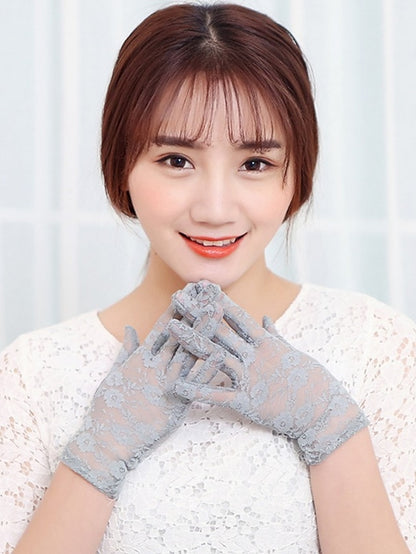Women's Lace Gloves Wedding Party Evening Holiday Polyester Vacation Bridal Gloves Lolita 1 Pair - LuckyFash™