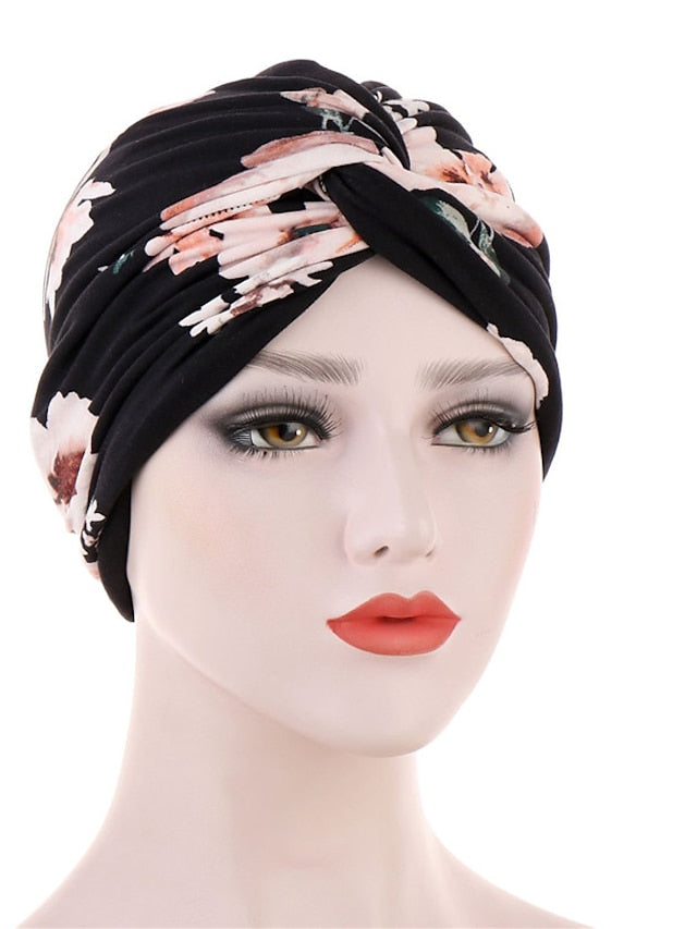 Women Muslim Daily Turban Folding Cross Knotted Hair Scarf Elastic Head Wrap Headwear Bandanas Lady Hair Hats Beanie Hair Loss Accessories - LuckyFash™