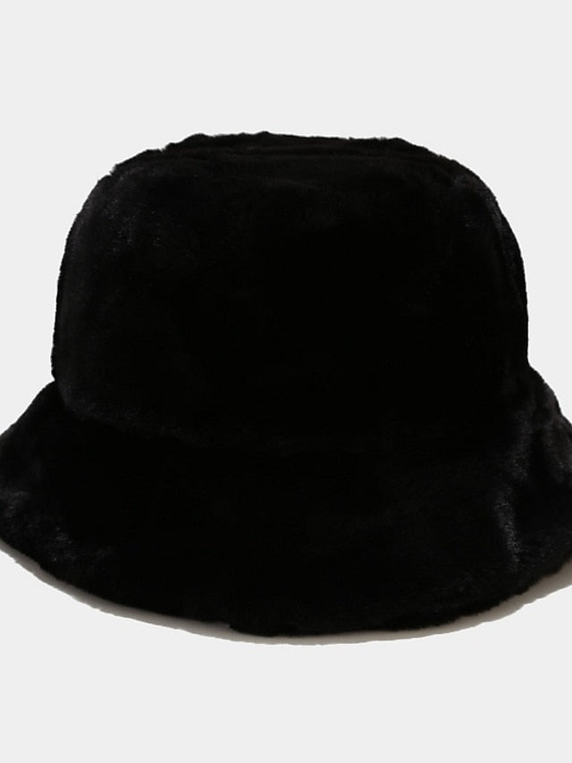 Winter Solid Fur Fluffy Bucket Hats Women Outdoor Warm Sun Hat Soft Furry Fisherman Cap Girl Fashion Panama Cap - LuckyFash™