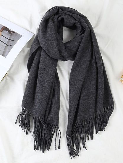 Women's Women's Shawls & Wraps Party Black Scarf Pure Color / Basic / Red / Fall / Winter / Polyester - LuckyFash™