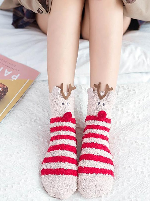 Women's Crew Socks Party Christmas Gift Multi Color Animal Patterned Polyester Spandex Casual Classic Warm Cute 1 Pair - LuckyFash™