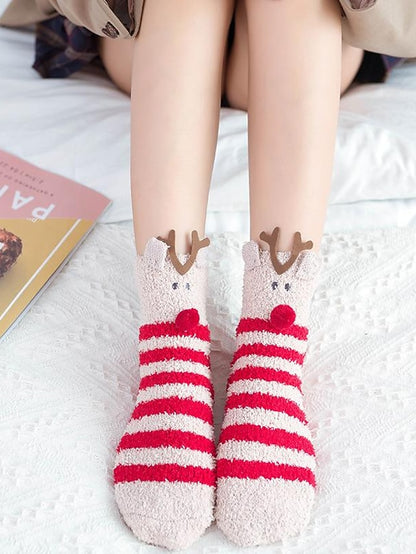 Women's Crew Socks Party Christmas Gift Multi Color Animal Patterned Polyester Spandex Casual Classic Warm Cute 1 Pair - LuckyFash™