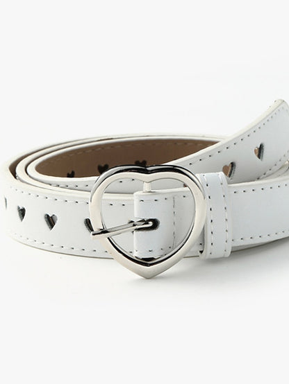 Women's Unisex PU Buckle Belt PU Leather Prong Buckle Heart Casual Classic Party Daily White Black Brown Coffee - LuckyFash™