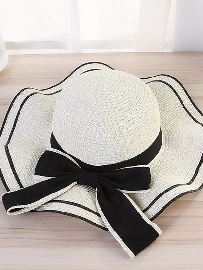 Women's Hat Straw Hat Sun Hat Pink Khaki Navy Blue Outdoor Street Dailywear Bow Ribbon bow Portable Sun Protection Comfort - LuckyFash™