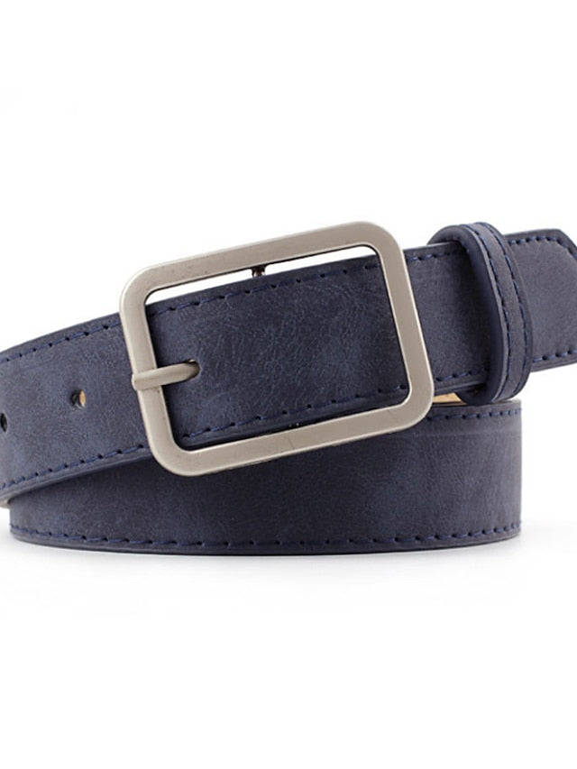 Women's Unisex PU Buckle Belt PU Leather Prong Buckle Plain Casual Classic Party Daily Black Brown Navy Blue Beige - LuckyFash™