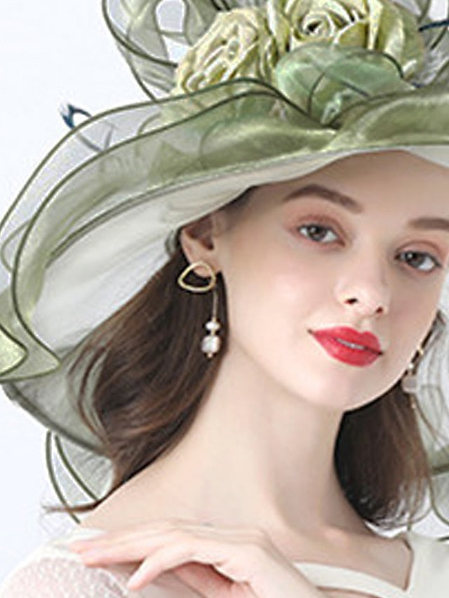 Women's Hat Bucket Hat Sun Hat Green Blue Gold Party Outdoor Dailywear Floral Floral Portable Windproof Comfort - LuckyFash™