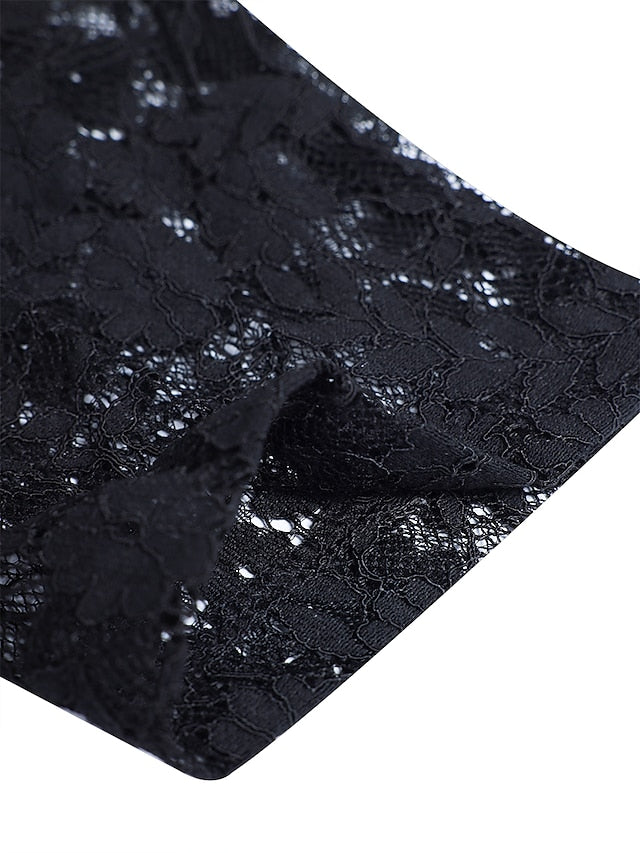 Womenâ€˜s Formal Party Dress Maxi long Dress Navy Blue 3/4 Length Sleeve Print Pure Color Ruched Lace Fall Winter V Neck Elegant Fashion Modern 2023 3XL - LuckyFash™