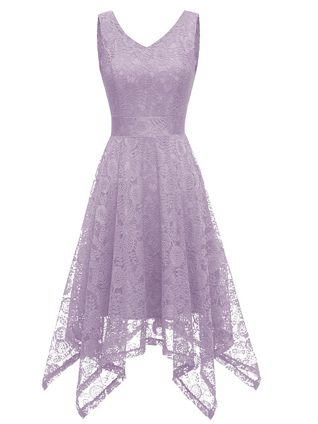 Women's Elegant Retro Swing Dress Midi Dress Party Outdoor Lace Backless Plain V Neck Sleeveless Regular Fit Spring Summer 2023 Navy Black S M L XL - LuckyFash™