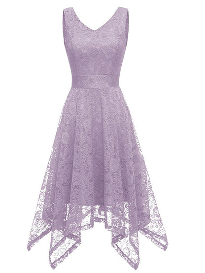 Women's Elegant Retro Swing Dress Midi Dress Party Outdoor Lace Backless Plain V Neck Sleeveless Regular Fit Spring Summer 2023 Navy Black S M L XL - LuckyFash™