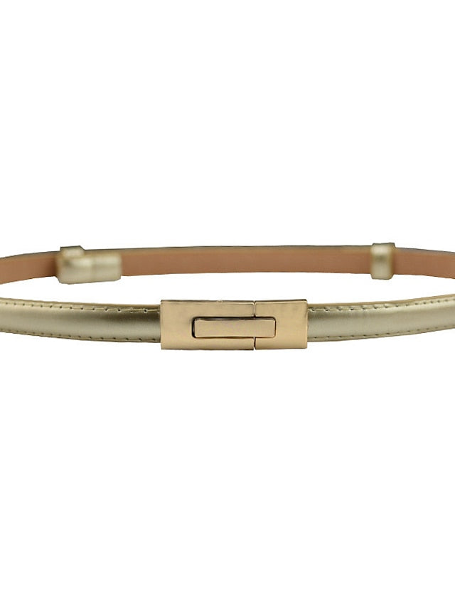 Women's Skinny Belt Party Street Dailywear Holiday Gold Silver Belt Pure Color Blue Fall Winter Spring Summer - LuckyFash™
