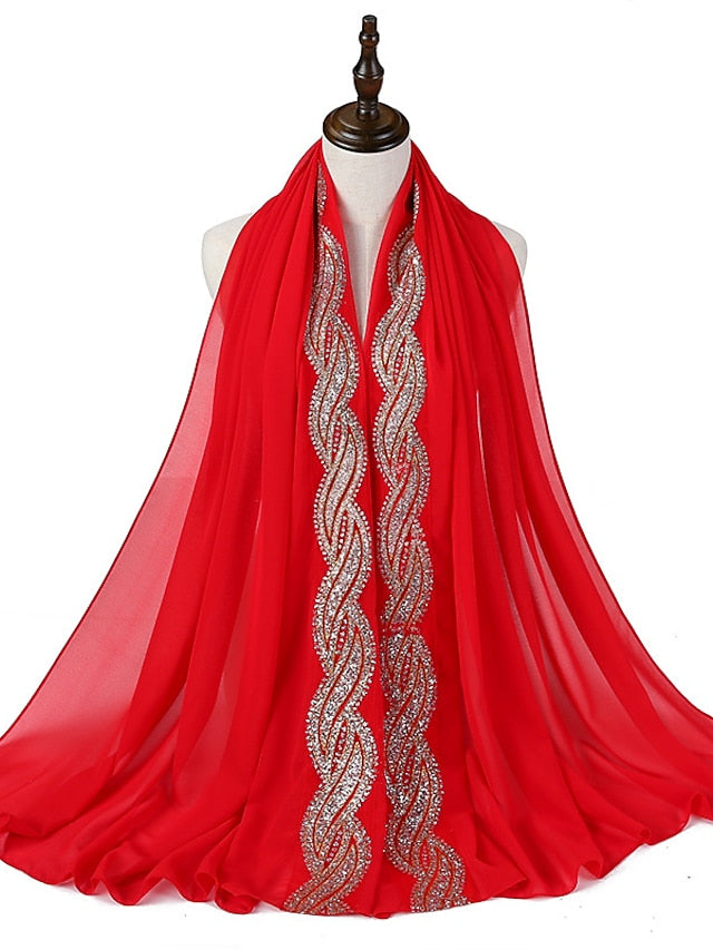 New Muslim Chiffon Hijab for Women Scarf with Sequins Femme Islam Glitter Headscarf Islamic Hijab Shawls Wraps - LuckyFash™