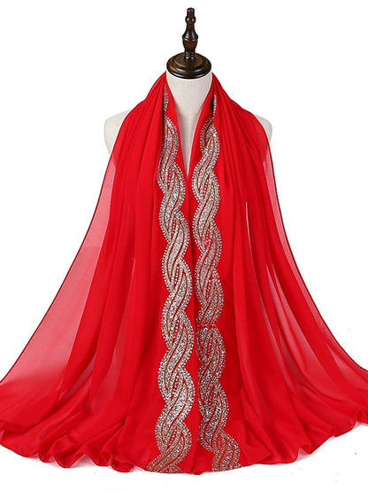 New Muslim Chiffon Hijab for Women Scarf with Sequins Femme Islam Glitter Headscarf Islamic Hijab Shawls Wraps - LuckyFash™