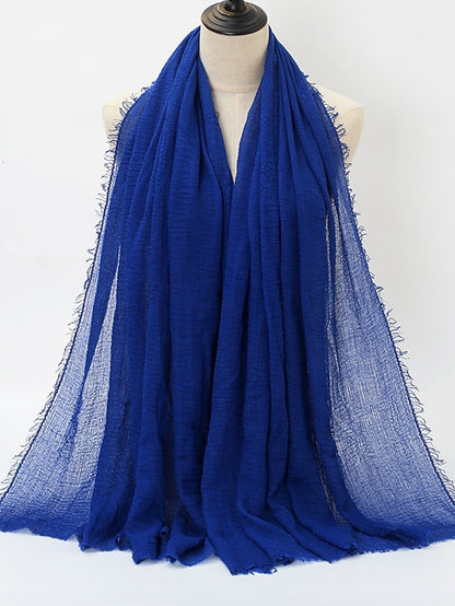 Plain Wrinkle Wrap Cotton Viscose Long Shawl Scarf Women Crinkle Hijab Shawl Muslim Head Hijab Scarf - LuckyFash™