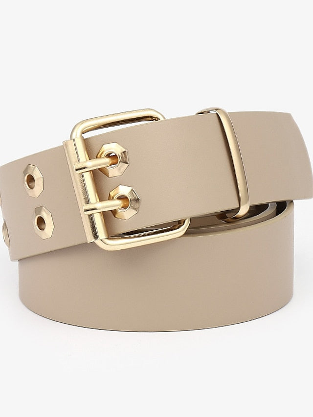 Women's Unisex PU Buckle Belt PU Leather Metal Bucke Eyelet Casual Classic Party Daily White Black Yellow Brown - LuckyFash™