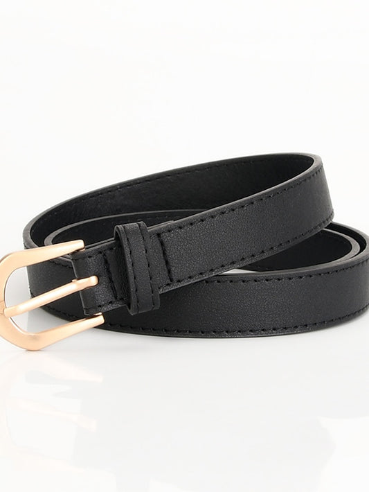 Women's Unisex PU Buckle Belt PU Leather Prong Buckle Plain Casual Classic Party Work Black Blue Brown Coffee - LuckyFash™