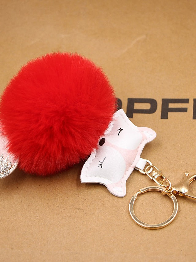 Women's Girls' Foxy Bag Charm Keychain Polyester Alloy Daily Light Pink Watermelon Red Scarlet Red bean paste - LuckyFash™