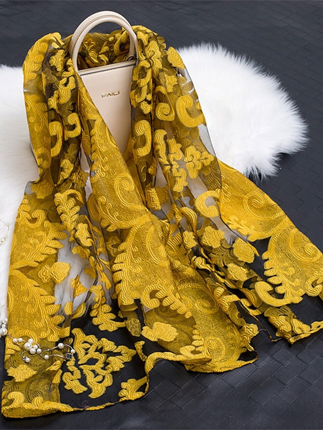 Boho Lady Women Long Soft Wrap Lady Shawl Organza Soft Scarf Scarves for Holiday Beach Accessories - LuckyFash™