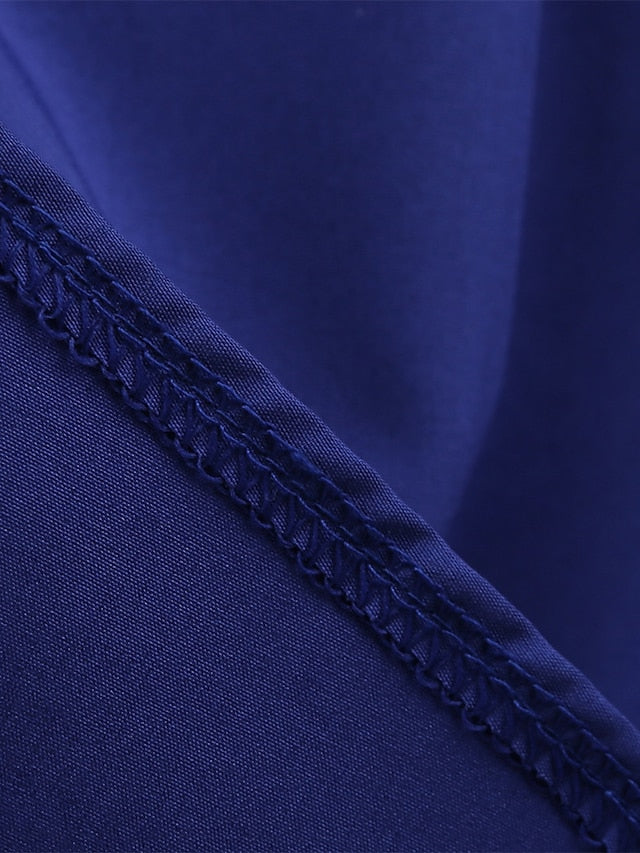 Women's Elegant Retro Vintage Tea Dresses Midi Dress Outdoor Daily Ruched Backless Plain Halter Sleeveless Regular Fit Summer Spring 2023 Black Blue S M L XL - LuckyFash™