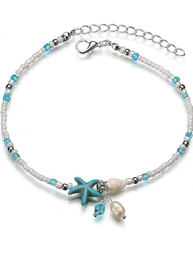Anklet Fashion European Boho Women's Body Jewelry For Holiday Beach Beads Resin Starfish Blue 1 PC - LuckyFash™