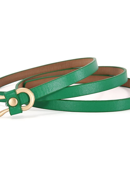Women's Skinny Belt PU Leather Metal Bucke Plain Casual Work Daily Black White Brown Green - LuckyFash™