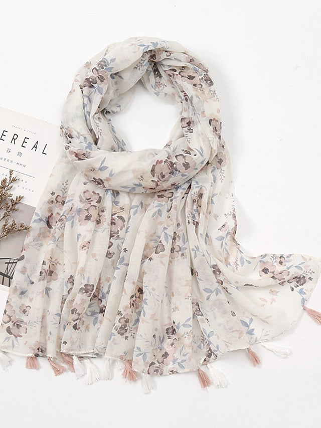 Women's Rectangle Scarf Dailywear Holiday Outdoor Yellow Scarf Floral - LuckyFash™