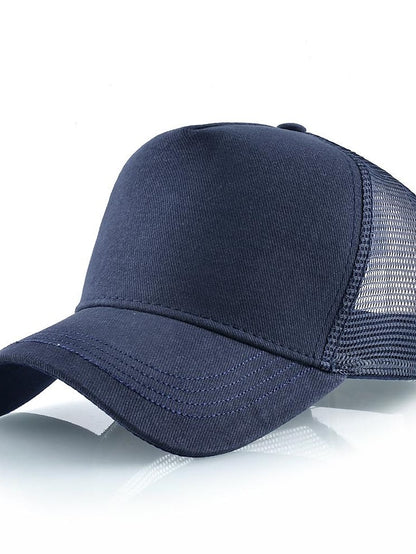 solid color cotton baseball cap european and american retro mesh cap peaked cap trucker hat men's spring and autumn simple tennis cap - LuckyFash™