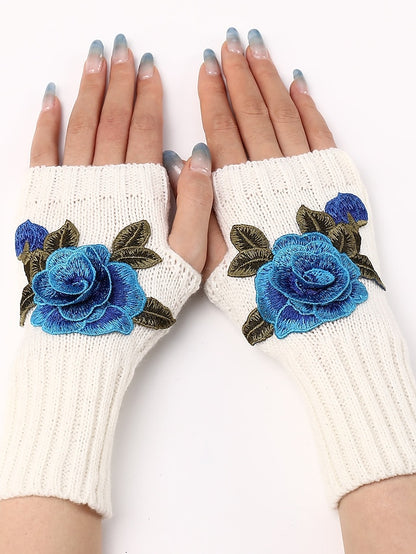 Women's Fingerless Gloves Warm Winter Gloves Gift Daily Flower / Floral Polyester Acrylic Fibers Cosplay Casual 1 Pair - LuckyFash™