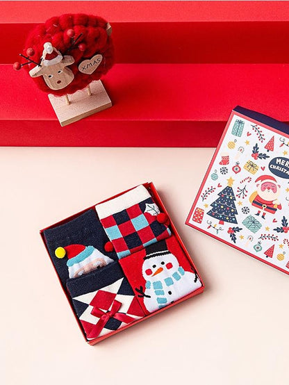 Women's Crew Socks Party Christmas Gift Animal Spandex Cotton Basic Casual Classic Warm Cute 4 Pairs - LuckyFash™