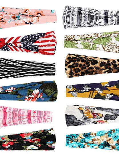 europe and the united states cross-border fashion sports hairband yoga bundle sweat-absorbing headband new ladies wide-brimmed printed headwear - LuckyFash™