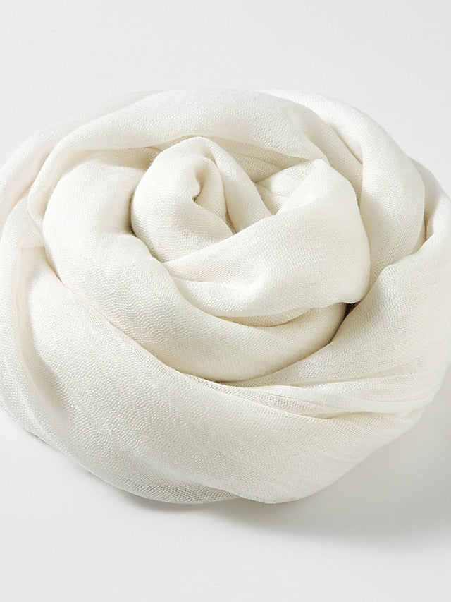 Women's Women's Shawls & Wraps Outdoor Dailywear Holiday White Yellow Pink Scarf Pure Color - LuckyFash™
