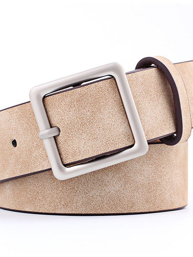Women's Unisex PU Buckle Belt PU Leather Prong Buckle Plain Casual Classic Party Daily White Black Pink Red - LuckyFash™
