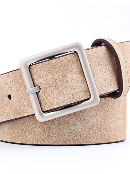 Women's Unisex PU Buckle Belt PU Leather Prong Buckle Plain Casual Classic Party Daily White Black Pink Red - LuckyFash™