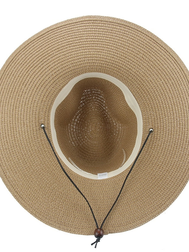 Women's Hat Straw Hat Black Khaki Beige Outdoor Daily Holiday Braided Pure Color Portable Sun Protection Breathable - LuckyFash™
