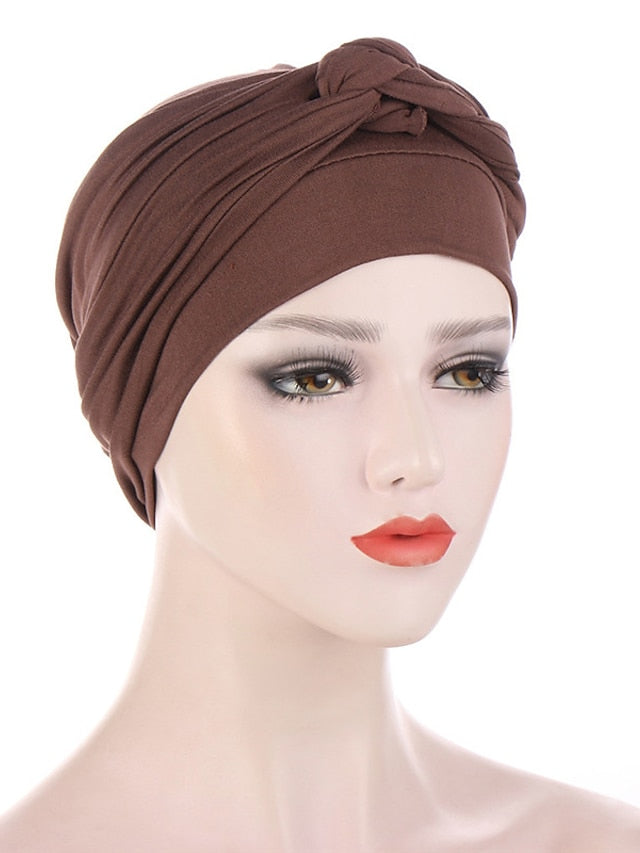 Women Lady Muslim One Half Braid Head Turban Wrap Cover Soft Hat Hair Loss Bonnet Beanies - LuckyFash™