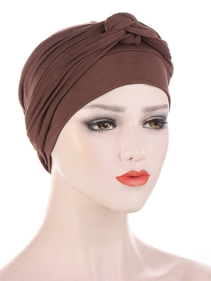 Women Lady Muslim One Half Braid Head Turban Wrap Cover Soft Hat Hair Loss Bonnet Beanies - LuckyFash™