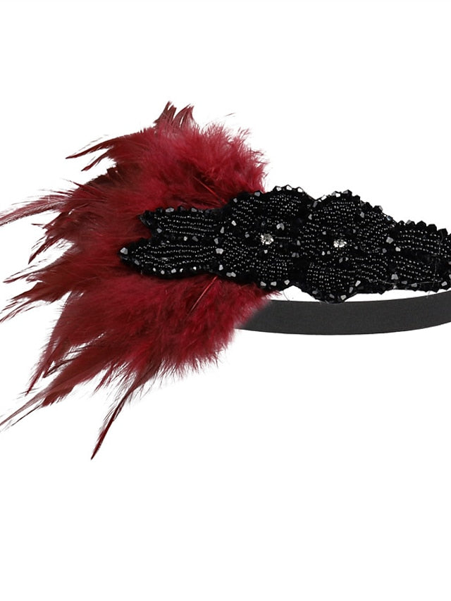 Women's Hair Tie Textured Party Feather Headwear / Imitation Diamond / Wedding / Party Evening / Gold / Black - LuckyFash™