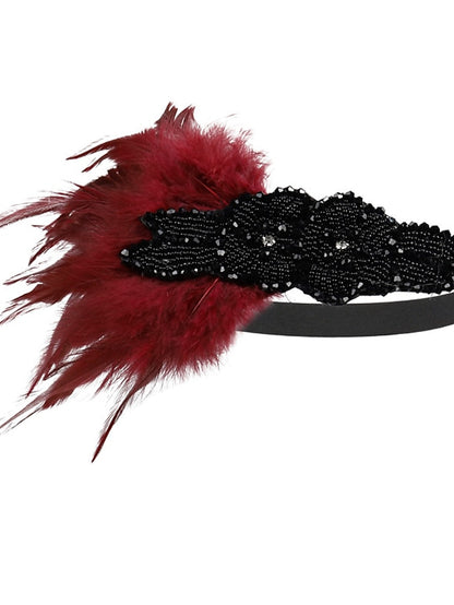 Women's Hair Tie Textured Party Feather Headwear / Imitation Diamond / Wedding / Party Evening / Gold / Black - LuckyFash™