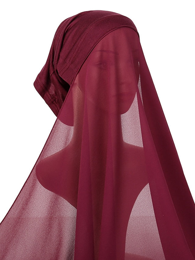 Muslim Women Hijabs Chiffon Shawl Head Scarf Islamic Ramadan Prayer Headwraps Bandage Adjustable Musulman Femme Veil - LuckyFash™