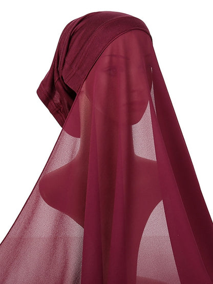 Muslim Women Hijabs Chiffon Shawl Head Scarf Islamic Ramadan Prayer Headwraps Bandage Adjustable Musulman Femme Veil - LuckyFash™